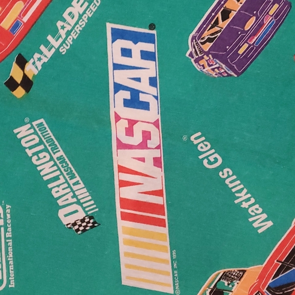 VINTAGE 90s Nascar Daytona Car Racing Flat Sheet - Picture 3 of 5